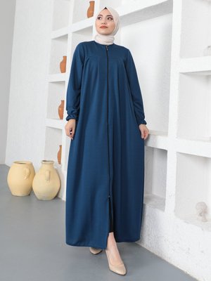 Fermuarlı Ferace Dark İndigo