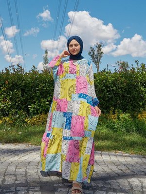 Color Uzun Patlı Elbise