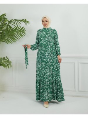 Desenli Viskon Elbise