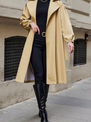 Camel Bileği Lastikli Standart Beden Su İtici Özellikli Kuşaklı Trençkot Camel Bileği Lastikli Standart Beden Su İtici Özellikli Kuşaklı Trençkot