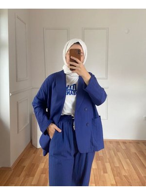 Viskon Yazlık Ceket Pantolon Takım