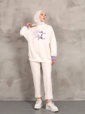 Alt Üst Eşofman Takımı Oversize Nakışlı İplik Likra