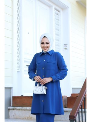 Cep Detaylı İndigo Takım Cep Detaylı İndigo Takım