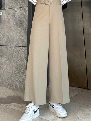 Geniş Paça Kemerli Pantolon