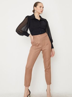 Taba Düğmeli Kumaş Pantolon