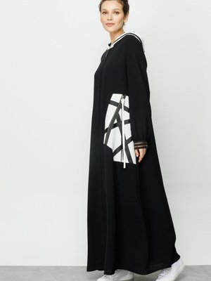 El İşi Garni Detaylı Zor Kırışan Nefes Alan Özel Dokuma Tam Boy Zamansız Spor Kap Siyah