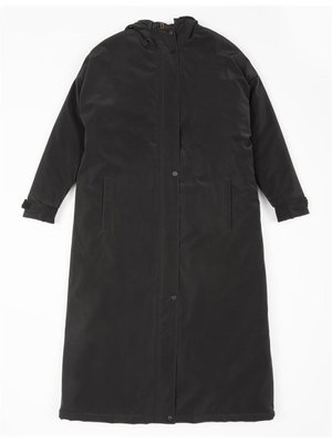 Dik Yaka Kapüşonlu Siyah Mont