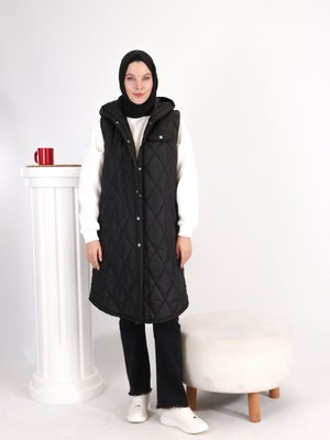 Çıtçıt Kapama Kapüşonlu Kısa Kapitone Yelek