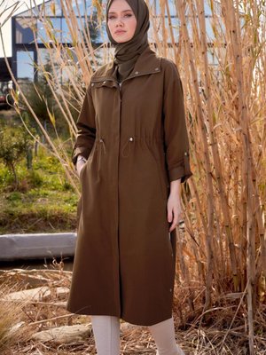 Beli Büzgülü Trençkot