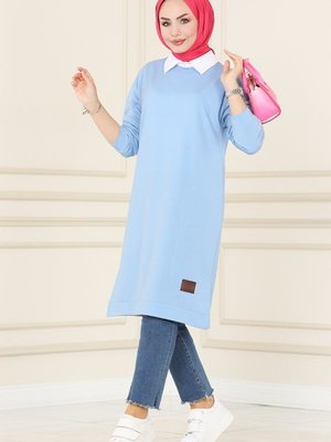 Buz Mavisi Arma Detaylı Basic Tunik Buz Mavisi Arma Detaylı Basic Tunik