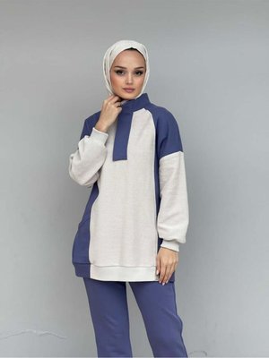 Garni Detaylı Fermuarlı Üç İplik Sweatshirt Garni Detaylı Fermuarlı Üç İplik Sweatshirt
