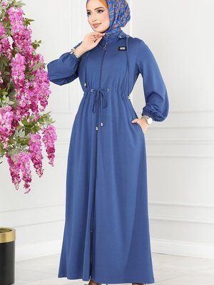 İndigo Arma Detaylı Ferace İndigo Arma Detaylı Ferace