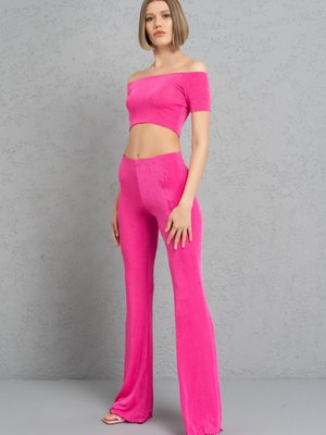 Fuşya Beli Lastikli Pantolon