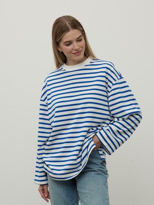 Çizgili Sweatshırt Mavi