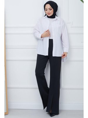 Siyah Yırtmaçlı Scuba Pantolon