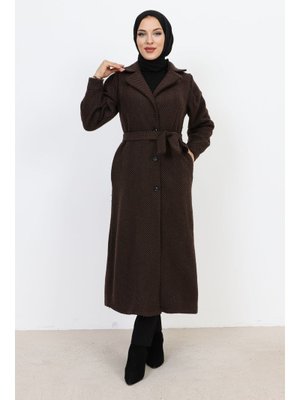 Kruvaze Yaka Düğmeli Kap Tsd231111kahverengi