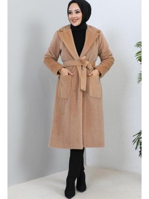 Camel Beli Kuşaklı Kürk Kaban Camel Beli Kuşaklı Kürk Kaban