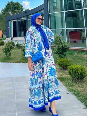 Katleya Desen Elbise Mavi Katleya Desen Elbise Mavi