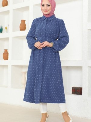 İndigo Düğme Detaylı Mevsimlik Kap İndigo Düğme Detaylı Mevsimlik Kap