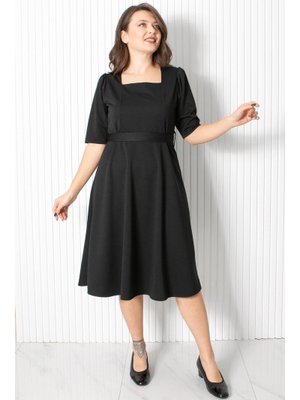 Siyah Kemer Detay Abiye Elbise