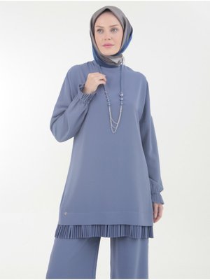 Şifon Pile Detaylı Kolyeli Trend Takım