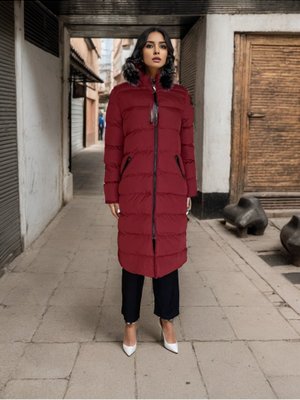 Bordo Kapuşonlu Şişme Mont Bordo Kapuşonlu Şişme Mont