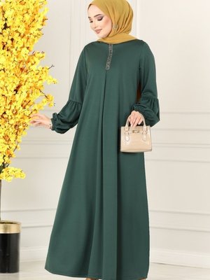Zümrüt Taş Detaylı Mira Elbise