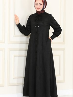 Siyah Lazer Kesim Süet Ferace Siyah Lazer Kesim Süet Ferace