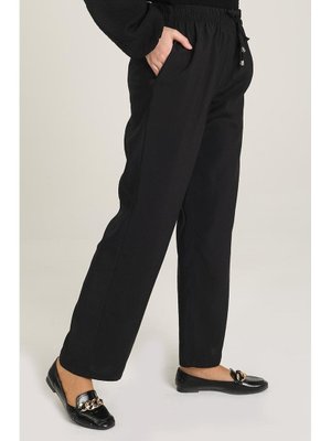 Siyah Cepli Bol Paça Pantolon