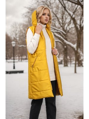 Hardal Kapüşonlu Kapitone Yelek