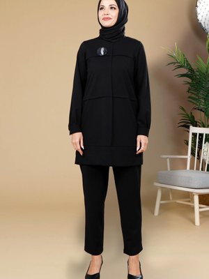 Siyah Tunik Pantolon İkili Takım Siyah Tunik Pantolon İkili Takım