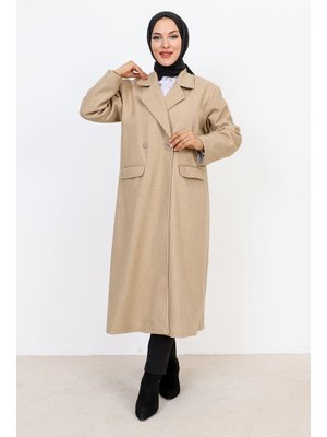 Bej Cebi Kapaklı Çift Düğmeli Kaban Bej Cebi Kapaklı Çift Düğmeli Kaban