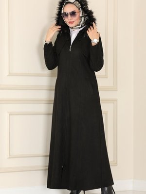 Siyah Bolero Detaylı Süet Ferace Siyah Bolero Detaylı Süet Ferace