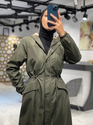 Içi Yarım Kürklü Cep Kapaklı Bondit Mont Kaban Haki Içi Yarım Kürklü Cep Kapaklı Bondit Mont Kaban Haki