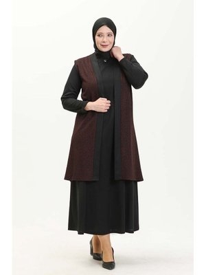 Büyük Beden Elbise Yelek İkili Takım Büyük Beden Elbise Yelek İkili Takım