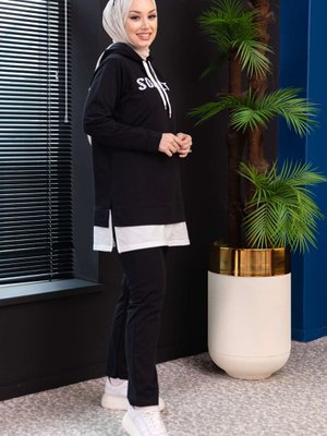 Düz Orta Siyah Tunık Pantolon