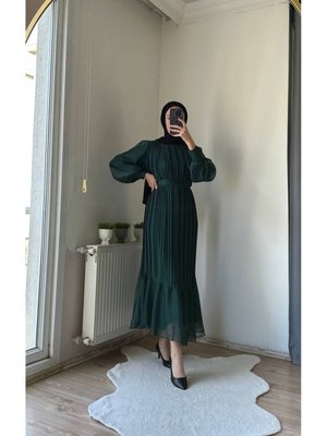 Janjan Piliseli Abiye Elbise Zümrüt