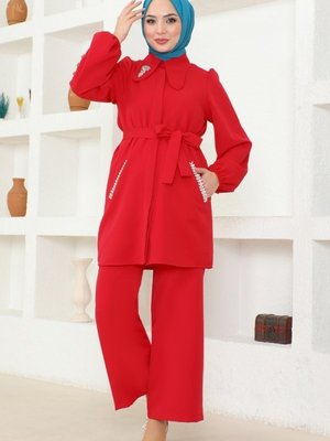 Kırmızı Taş İşlemeli Dabıl Takım Kırmızı Taş İşlemeli Dabıl Takım