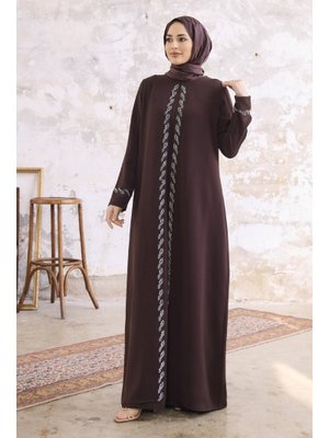 Kahve Lara Büyük Beden Abiye