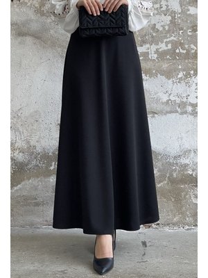 Siyah Duble Örme Kumaş Etek Siyah Duble Örme Kumaş Etek