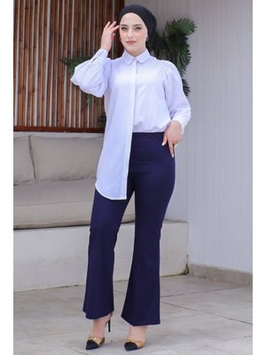 Lacivert Piyale İspanyol Paça Pantolon Lacivert Piyale İspanyol Paça Pantolon