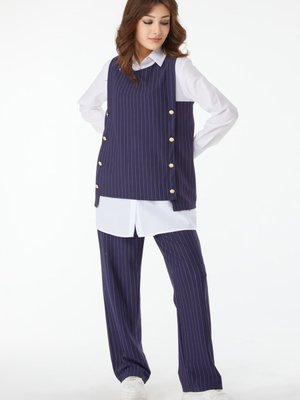 Lacıvert Çizgili Üçlü Takım