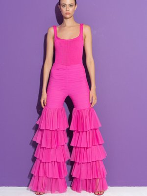 New Fushia Fırfırlı Tüllü Pantolon
