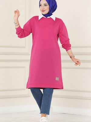 Fuşya Arma Detaylı Basic Tunik Fuşya Arma Detaylı Basic Tunik