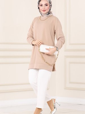 Taş Yakası Zincir Detaylı Tunik