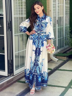 Mavi Atlas Kumaş Elbise