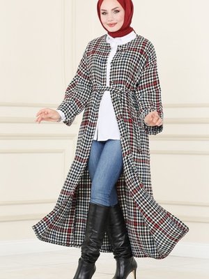 Bordo & Mavi Kazayağı Desenli Ferace Bordo & Mavi Kazayağı Desenli Ferace