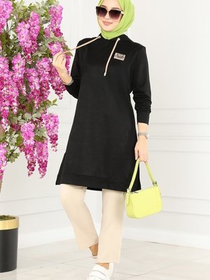 Siyah Arma Detaylı Spor Tunik