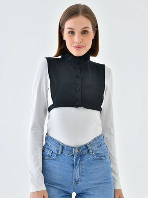 Siyah Dik Yakalı Gömlek Yaka