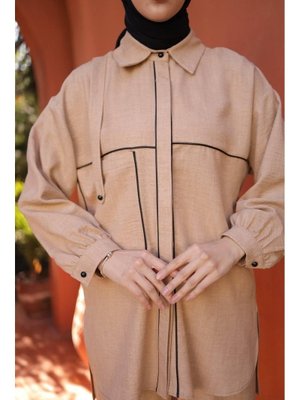 Vizon Biye Detaylı Pantolon Gömlek Takım